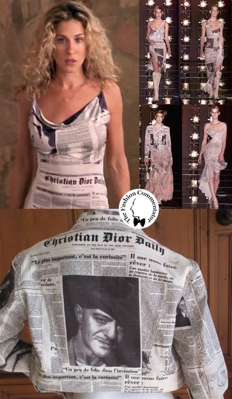 carrie bradshaw dior newspaper dress|carrie bradshaw galliano dress.